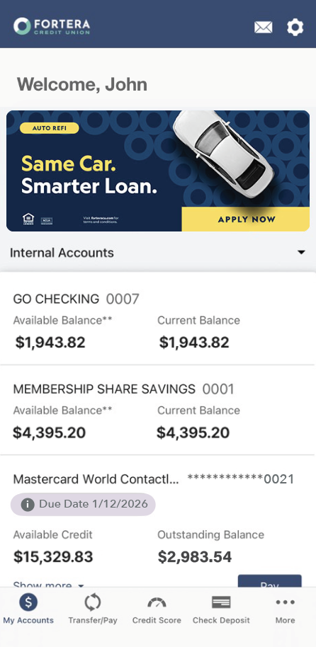 New Mobile Banking Dashboard